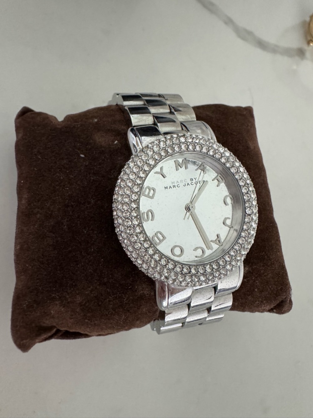 Marc Jacobs Silver Crystal-Trim Bracelet Watch